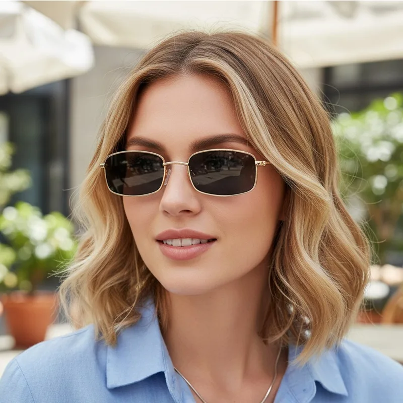 New Small Square Sunglasses Wo - Metal Photo Panel review and price